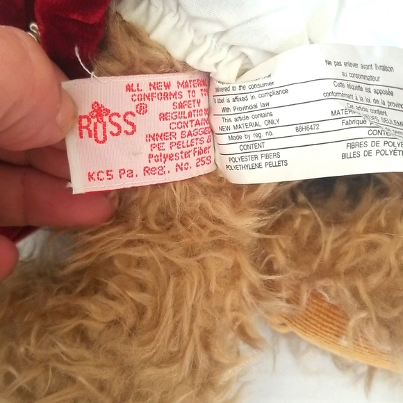 NEW Vintage Russ Berrie Alexandra Teddy Bear Plush Velveteen Dress/Hat with Tags - Picture 8 of 12